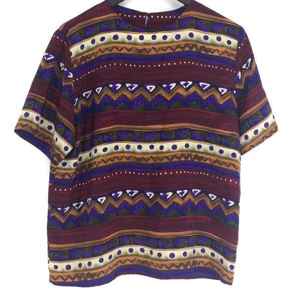 Vintage RENAISSANCE SPORTSWEAR Abstract Blouse - Picture 1 of 8